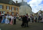 Mme. et Mme. Cintrat leading the bridal procession into the church, Essoyes a la Belle Epoque, July 2017